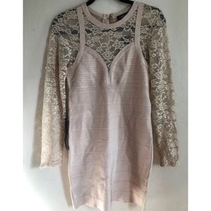 Lace Sleeve Bandage Dress